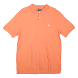 CHAPS Mens Orange Polo Shirt Short Sleeve Plain L Cotton Blend Classic Casual