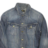 LEE Mens Blue Denim Jacket L Cotton Blend Button Closure Casual Outerwear