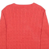 POLO RALPH LAUREN Boys Red Cable Knit Cotton Jumper Crew Neck L Classic Style
