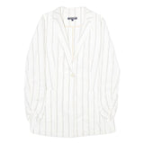 TOMMY HILFIGER Womens White & Black Striped Classic Jacket UK 8 Cotton Blend