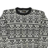 CAPRICORN Womens Black & White Patterned Jumper Round Neck Basic Knit S Acrylic