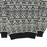 CAPRICORN Womens Black & White Patterned Jumper Round Neck Basic Knit S Acrylic