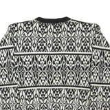 CAPRICORN Womens Black & White Patterned Jumper Round Neck Basic Knit S Acrylic