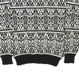 CAPRICORN Womens Black & White Patterned Jumper Round Neck Basic Knit S Acrylic