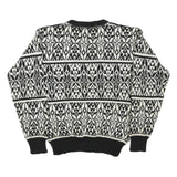 CAPRICORN Womens Black & White Patterned Jumper Round Neck Basic Knit S Acrylic