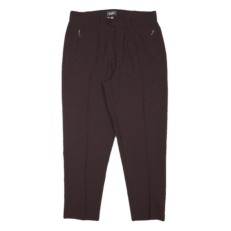 LINEAV Womens Relaxed Brown Polyester Blend Trousers W34 L28 Zip Closure