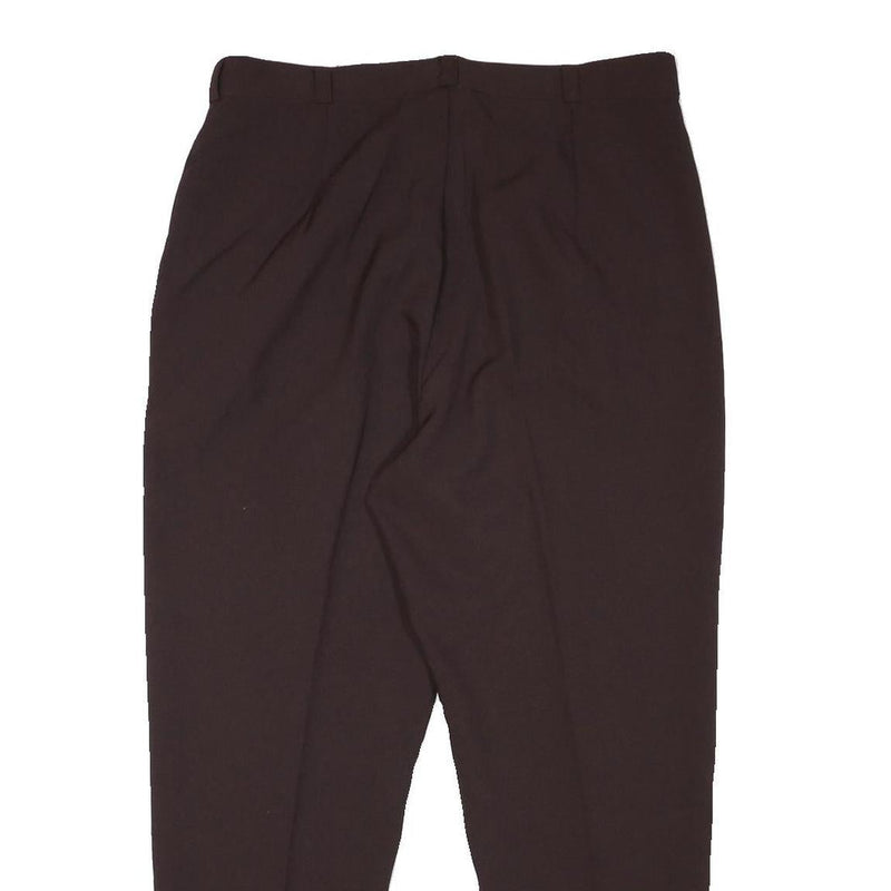 LINEAV Womens Relaxed Brown Polyester Blend Trousers W34 L28 Zip Closure