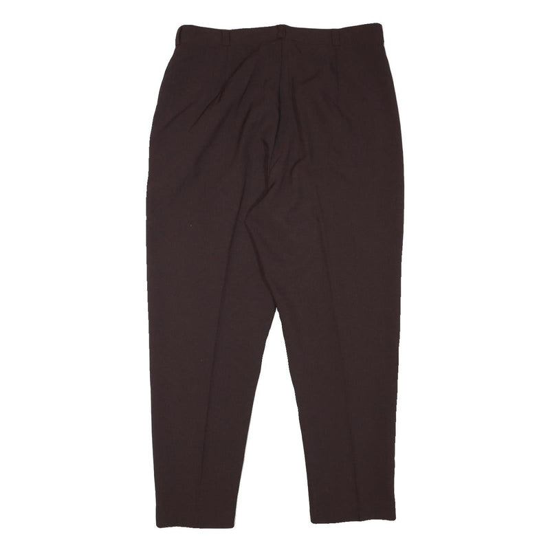 LINEAV Womens Relaxed Brown Polyester Blend Trousers W34 L28 Zip Closure