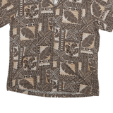 BLUE HAWAII Womens Brown & Cream Patchwork Pattern Shirt S Hawaiian Floral