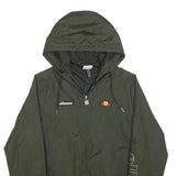 ELLESSE Womens Green Zip Hooded Jacket XS Polyester Blend Logo Print