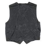 CUIR COUNTY Mens Black Leather Button Jacket L Polyester Blend Plain Waistcoat