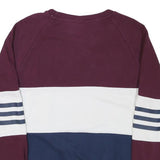 ADIDAS Womens Maroon & White & Navy Sweatshirt Crew Neck UK 8 Cotton Blend
