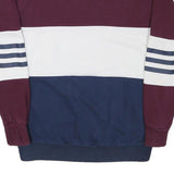 ADIDAS Womens Maroon & White & Navy Sweatshirt Crew Neck UK 8 Cotton Blend