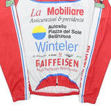 BERGAMO Mens Red & White Vintage Graphic Long Sleeve Crew Neck Cycling T-Shirt M