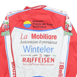 BERGAMO Mens Red & White Vintage Graphic Long Sleeve Crew Neck Cycling T-Shirt M