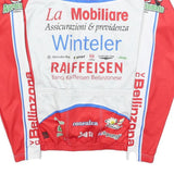 BERGAMO Mens Red & White Vintage Graphic Long Sleeve Crew Neck Cycling T-Shirt M