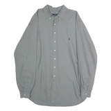 RALPH LAUREN Mens Grey XL Plain Cotton Shirt Classic Button-Down Collar Long