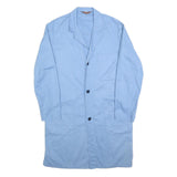 LUTTEURS Mens Blue Cotton Button Jacket M Plain Lightweight Casual Style