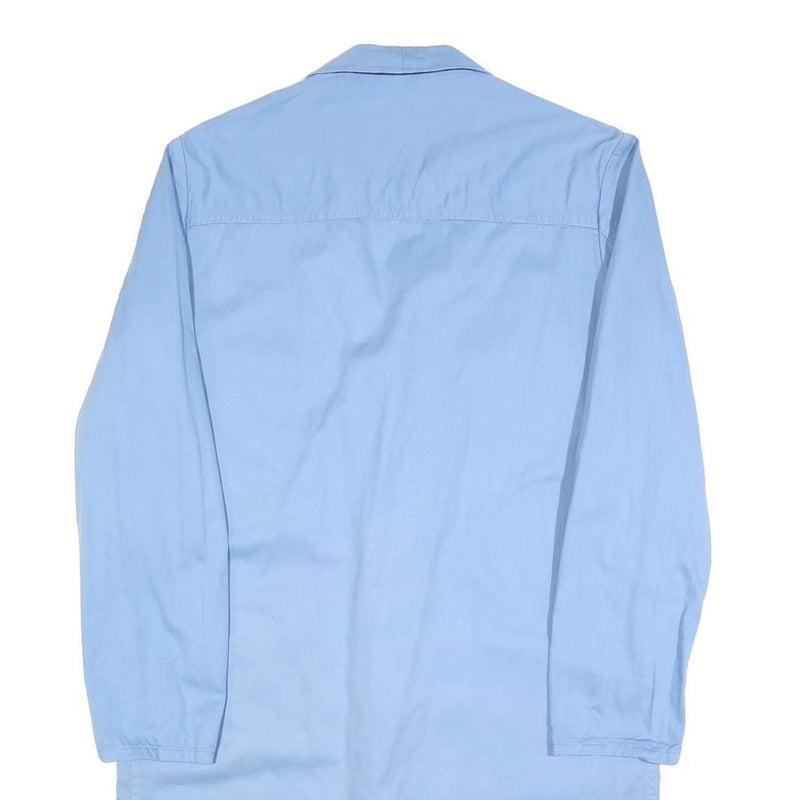 LUTTEURS Mens Blue Cotton Button Jacket M Plain Lightweight Casual Style