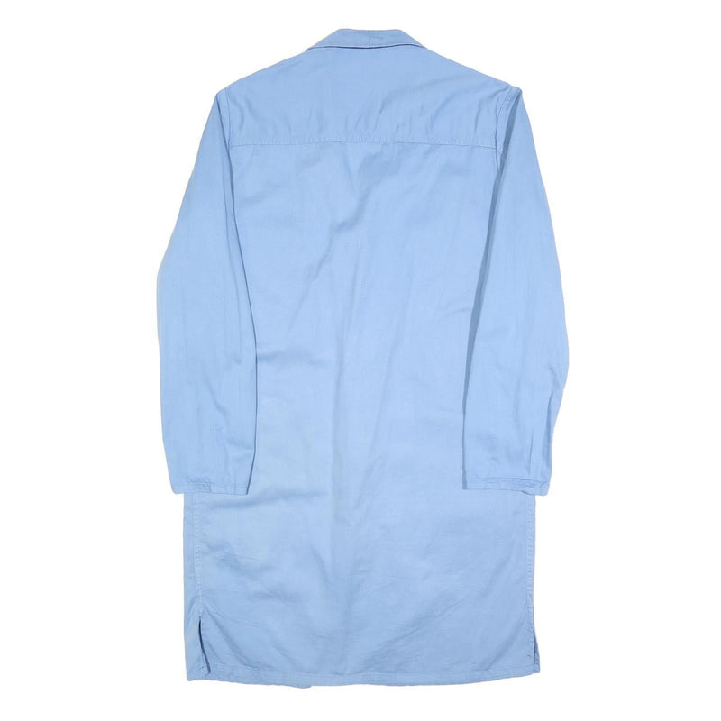 LUTTEURS Mens Blue Cotton Button Jacket M Plain Lightweight Casual Style