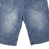 Mens Blue Casual Denim Style Cotton Blend Shorts M W32 Pocket Detail
