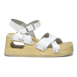 DR SCHOLLS Womens White Leather Platform Sandals UK 7 Comfortable Stylish