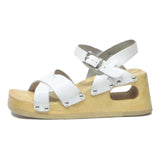 DR SCHOLLS Womens White Leather Platform Sandals UK 7 Comfortable Stylish