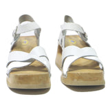 DR SCHOLLS Womens White Leather Platform Sandals UK 7 Comfortable Stylish