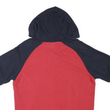 CHAMPION Mens Red & Navy Short Sleeve Hoodie M Cotton Blend Casual Pullover