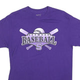 GILDAN Mens Purple Seymour Baseball Graphic T-Shirt M Short Sleeve Crew Neck