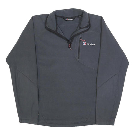BERGHAUS Mens Black Outdoor Pullover Plain 1/4 Zip Polyester Jumper S