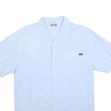 GO WEST Mens Blue Cotton Blend Shirt S Casual Short Sleeve Button Pocket