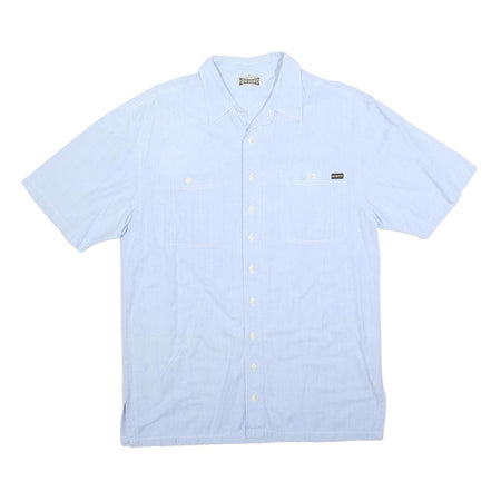 GO WEST Mens Blue Cotton Blend Shirt S Casual Short Sleeve Button Pocket