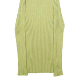 Womens Green Plain Pullover Jumper Rib Knit XXS Stretchy Turtleneck Lightweight