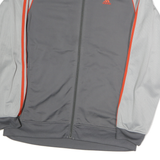 ADIDAS Mens Grey & Orange Track Jacket M Polyester Zip Plain Athletic Sportswear