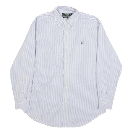 LAUREN RALPH LAUREN Mens Blue & White Striped Shirt L Classic Fit Button Down