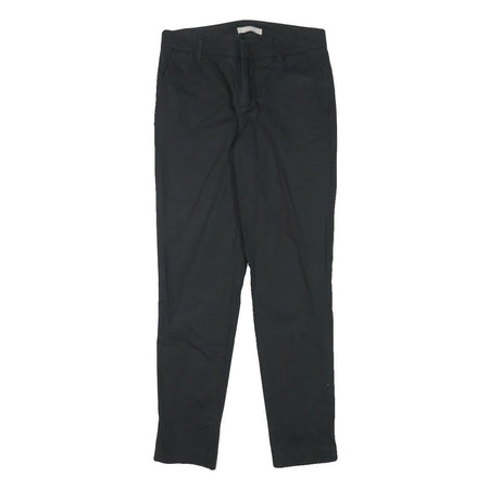 STEFANEL Womens Cotton Blend Black Slim Straight Trousers W28 L27 Classic Zip