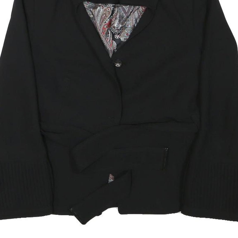 ZARA WOMAN Womens Black Button Blazer S Polyester Blend Woven Tailored Fit Plain