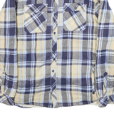DRAVUS Mens Blue Beige Check Button Jacket L Cotton Blend Casual Long Sleeve