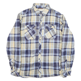 DRAVUS Mens Blue Beige Check Button Jacket L Cotton Blend Casual Long Sleeve