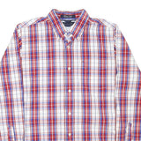 TOMMY HILFIGER Mens Red & Blue Checked Shirt S Classic Fit Button Down Cotton