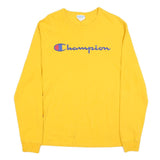 CHAMPION Mens Yellow Long Sleeve Crew Neck Logo T-Shirt M Cotton Blend