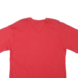 FASHION LOVE Womens Red L V-Neck T-Shirt Short Sleeve Stud Embellished