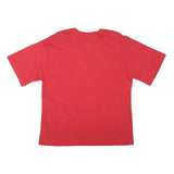 FASHION LOVE Womens Red L V-Neck T-Shirt Short Sleeve Stud Embellished