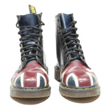 DR MARTENS 1460 Womens Leather Biker Boots Black Union Jack UK 5 Iconic Stitched