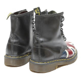 DR MARTENS 1460 Womens Leather Biker Boots Black Union Jack UK 5 Iconic Stitched