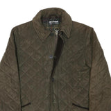 BARBOUR Mens Green Quilted Jacket L Polyester Blend Zip Classic Outerwear