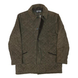 BARBOUR Mens Green Quilted Jacket L Polyester Blend Zip Classic Outerwear