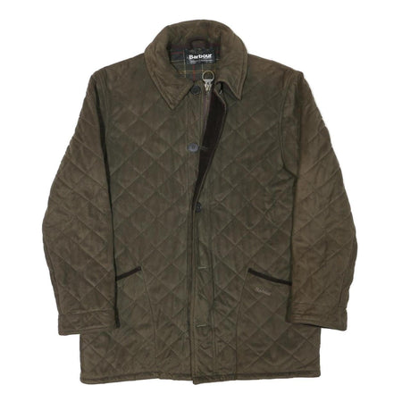 BARBOUR Mens Green Quilted Jacket L Polyester Blend Zip Classic Outerwear