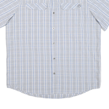 WRANGLER Mens Blue & Grey Check Shirt L Cotton Blend Casual Short Sleeve